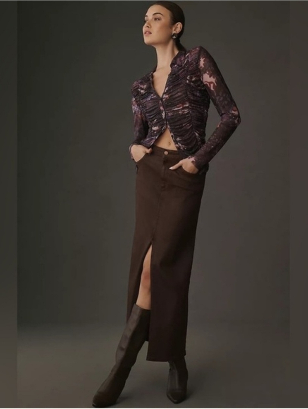 Pilcro Collared Mesh Button-down Shirt - Size L